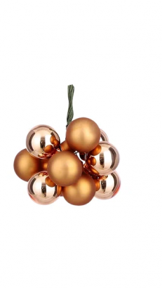 Гроздь стеклянных шаров Ягодный хоровод 2 см., 10 шт., песочный,  Christmas De Luxe (87657/1)