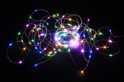 Светодиодная нить Роса 10 м., 100 разноцветных LED ламп, прозрачный провод, Winner Light (m.01.4T.100-)