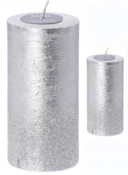 Свеча декоративная парафиновая Тепло рождества 7*13 см., серебро, Koopman (ACC690660/2)