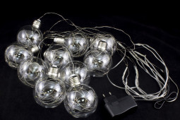 Светодиодная бахрома Шарики со светлячками 3*0,7 м., 10 теплых белых LED ламп, Winner (ww.02.4T.10L-8ball)