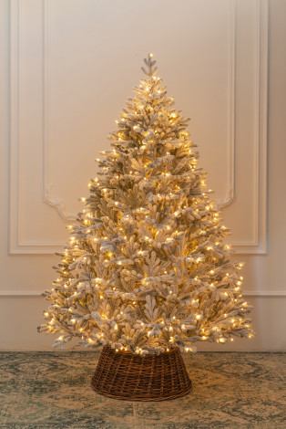 Искусственная елка Швейцарская заснеженная 210 см., 570 теплых-белых Led ламп, 100% литая хвоя, ЕлкиТорг (176210)