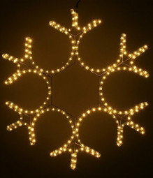 Светодиодная фигура Снежинка 80 см., 220V, 216 теплых белых LED ламп, прозрачный дюралайт, BEAUTY LE