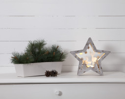 Светильник новогодний Звездные Олени FAUNA   24х25 см., 10 LED ламп, на батарейках, серый, Star Trading (271-36)