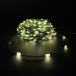 Светодиодная нить Капли 200 белых ламп, 15 м., 31В, 8 режимов, таймер, зеленый провод, LUCA (85446)