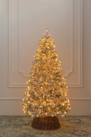Искусственная елка Алтайская заснеженная 180 см., 330 теплых-белых Led ламп, 100% литая хвоя, ЕлкиТорг (203180)