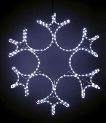 Светодиодная фигура Снежинка 55 см., 220V, 144 холодных белых LED ламп, прозрачный дюралайт, BEAUTY 