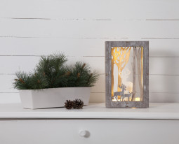 Светильник новогодний Звездные  Олени FAUNA, 28х18 см., 10 LED ламп, на батарейках, серый, Star Trading (271-38)