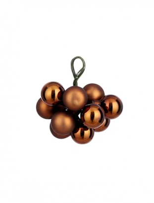 Гроздь стеклянных шаров Ягодный хоровод 2 см., 10 шт., шоколадное суфле,  Christmas De Luxe (87657)