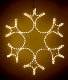 Светодиодная фигура Снежинка 55 см., 220V, 144 теплых белых LED ламп, прозрачный дюралайт, BEAUTY LE