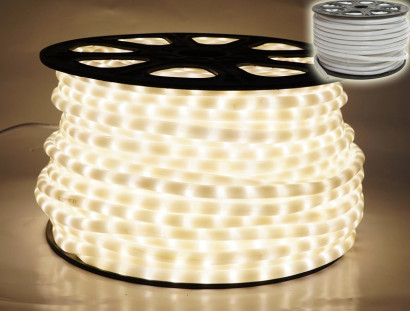 Дюралайт светодиодный 2-х проводной, диаметр 13 мм., 220V, теплые белые LED лампы 36 шт на 1 м., бухта 100 м, Rich Led (RL-DL-2WH-100-240-WW)