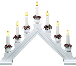 Рождественская горка-светильник Karin, 7 теплых белых свечей, белое дерево, высота 35 см., Svetlitsa (16-276-48)
