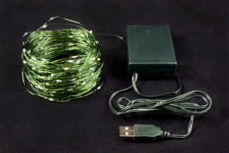 Светодиодная нить Роса 20 м., 200 разноцветных LED ламп, зеленый провод, Winner Light (m.01.4G.200-)