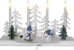 Новогодний светильник Снеговики, 4 теплых белых LED ламп, белое дерево, высота 19 см., Svetlitsa (275-06)