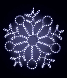 Светодиодная фигура Снежинка 90 см., 220V, 432 холодных белых LED ламп, прозрачный дюралайт, BEAUTY 