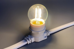 Светодиодная лампа для Белт-лайта теплая белая, филамент, 45 мм., 2Вт, Е27, 220В, Teamprof (TPF-B-E27-G45T2-2W-TWW)