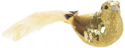  Елочное украшение Радужная пташка  4,5*5*20 см, на клипсе, золотой, Kaemingk  (727060/2)