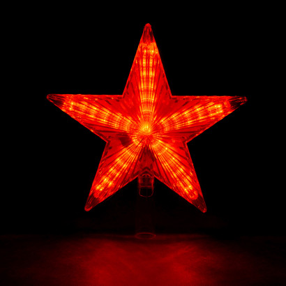 Светодиодная макушка Звезда красная, 30 LED ламп, 20*20 см., 220В, зеленый провод, Vegas (55086)