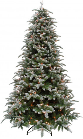 Елка Нормандия пушистая заснеженная 155 см., литая хвоя+пвх, 136 теплых белых LED ламп, Triumph Tree (73754)