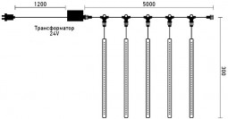 Гирлянда Тающие сосульки 5*0.3 м., 24V., 160 бело - синих LED ламп, коннектор, черный ПВХ, Beauty Led (CCL160-10-1WB)