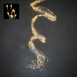 Светодиодная нить Хвост 900 теплых белых ламп, 30 лучей по 3 метра, 24В, серебряный провод, LUCA (84928)