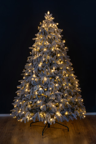 Искусственная елка Камчатская заснеженная 210 см., 504 теплых белых Led ламп., литая хвоя+пвх, ЕлкиТорг (134210)