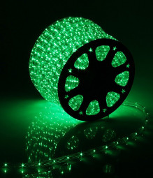 Дюралайт круглый направленный диаметр 13 мм., 220V., зеленые LED лампы, бухта 100 м, Beauty Led (F3-