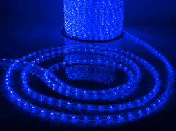 Дюралайт светодиодный 2-х проводной, диаметр 13 мм., 220В, синие LED лампы 36 шт на 1 м., бухта 100 м., статика, Teamprof (TPF-DL-2WH-100-240-B)