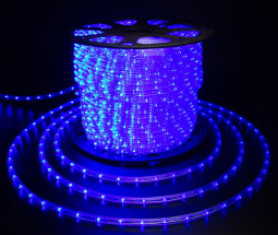 Дюралайт светодиодный 2-х проводной, диаметр 10 мм., 220В, синие LED лампы 30 шт на 1 м., бухта 100 м., статика, Teamprof (TPF-DL-2WH-100-10mm-240-B)