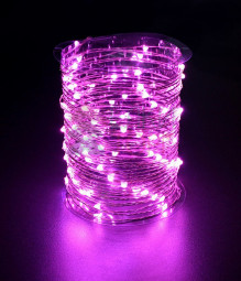 Светодиодная гирлянда нить Роса 10 м., 12V, 100 розовых LED ламп, Beauty Led (Rosa 100-10-P)