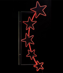 Светодиодная консоль Пять звезд, 90*200 см., красные LED лампы, прозрачный силикон, Beauty Led (SKL4-220R) 